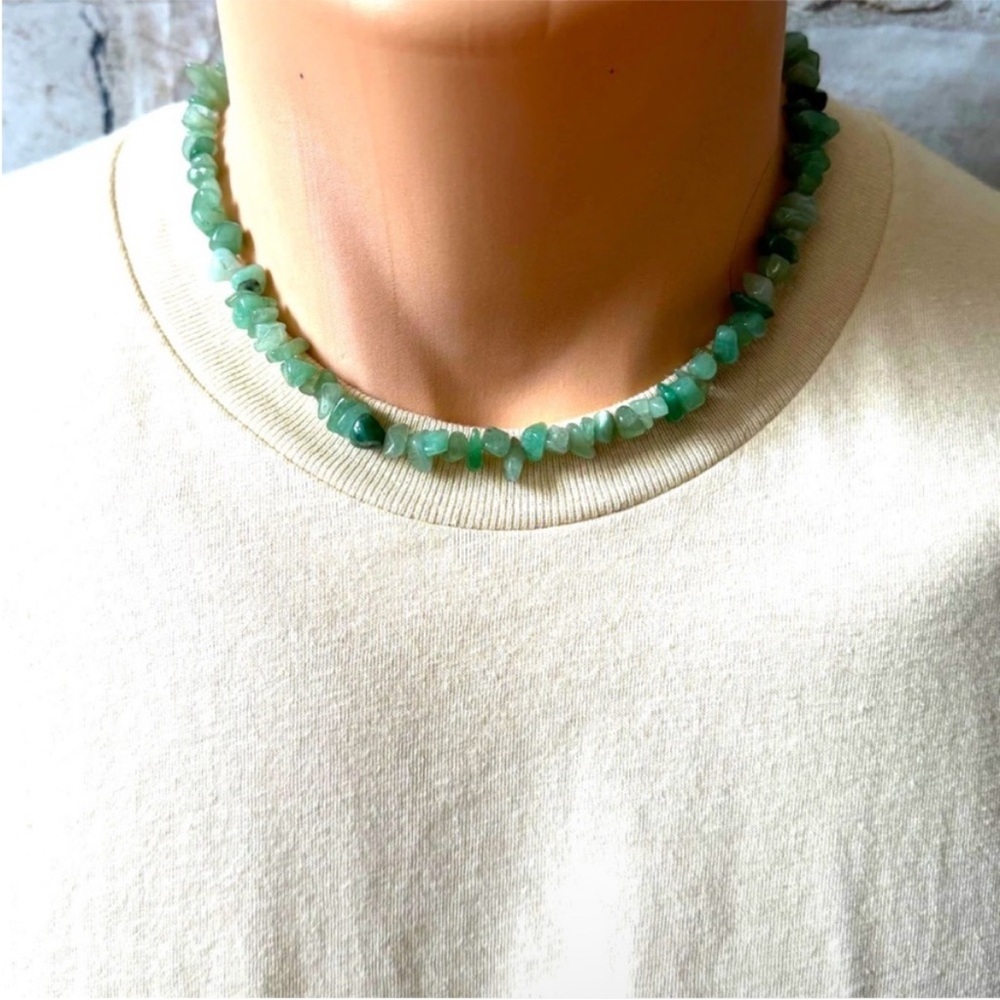 Vintage Natural Green Stone Necklace